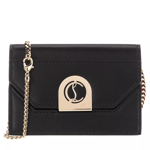 Christian Louboutin Elisa Chain Card Holder Black/Gold Wallet On A Chain