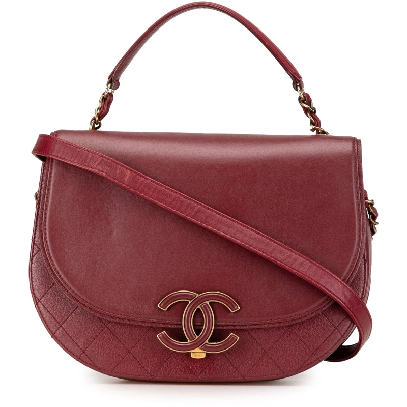 Chanel Schultertasche Medium Calfskin Coco Curve Flap rot