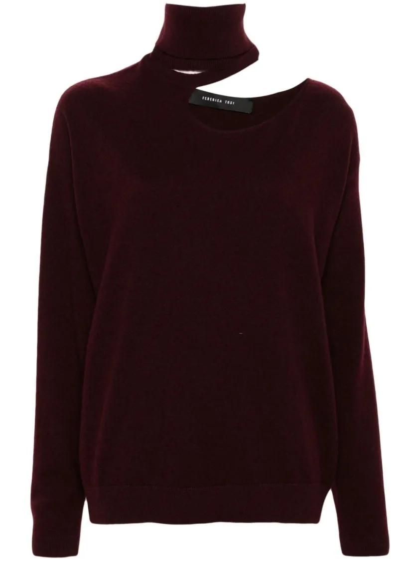 Federica Tosi - Wine Red Knitted Sweater - Größe 36 - rot