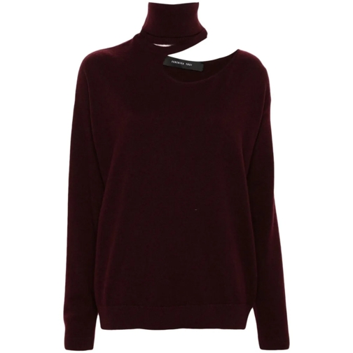 Federica Tosi Rollkragenpullover Wine Red Knitted Sweater Red