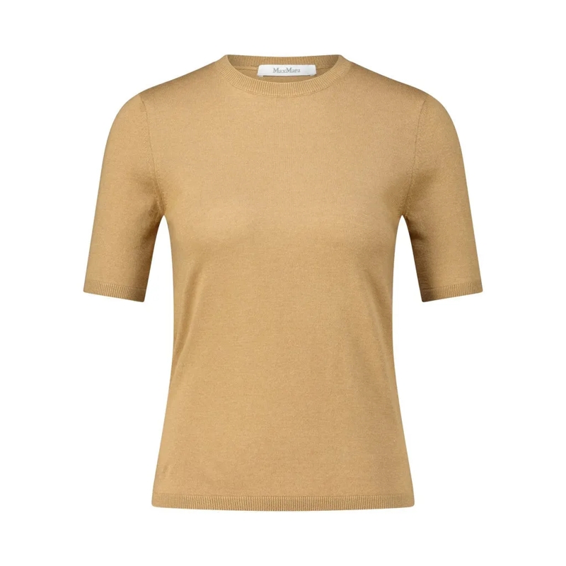 Max Mara T-Shirt Strick-Shirt Warren mit Kaschmir Hellbraun