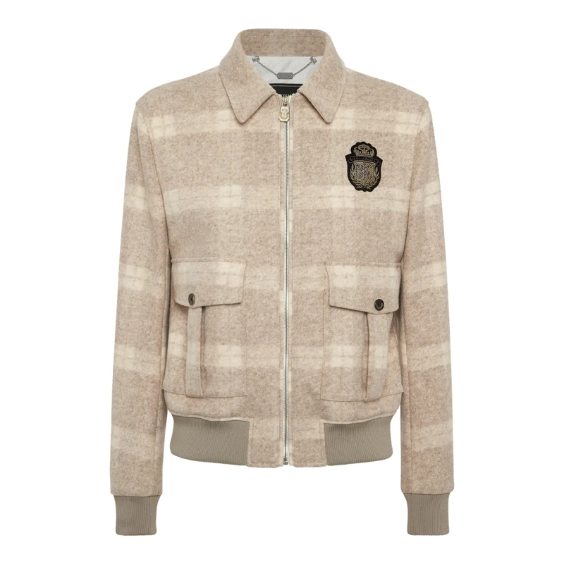 BILLIONAIRE Lederjacke Jacke Crest beige