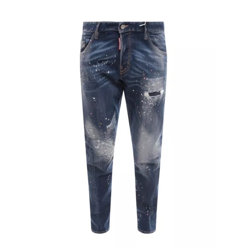 Dsquared2 Denim Jeans With Destroyed Effect And Paint Stains Blue Jeans