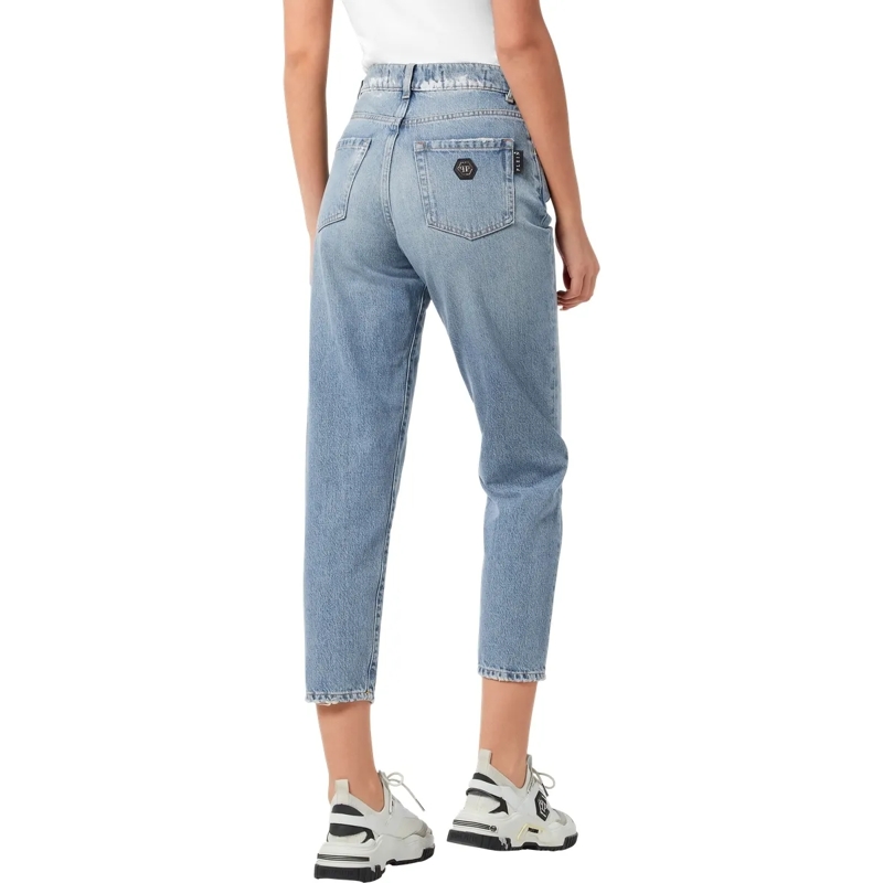 Philipp Plein Cropped-Jeans Mama Fit Hexagon jeansblau(Image 2)