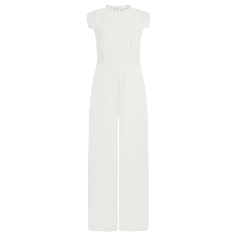 Apart Jumpsuit Overall mit Spitzenoberteil creme