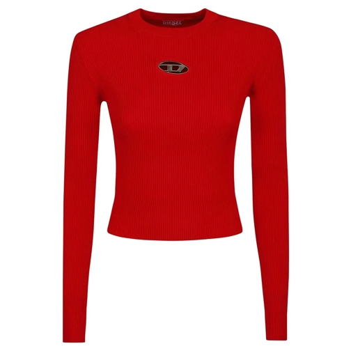 Diesel Langärmelige Oberteile Soft Ribbed Knit Top Red