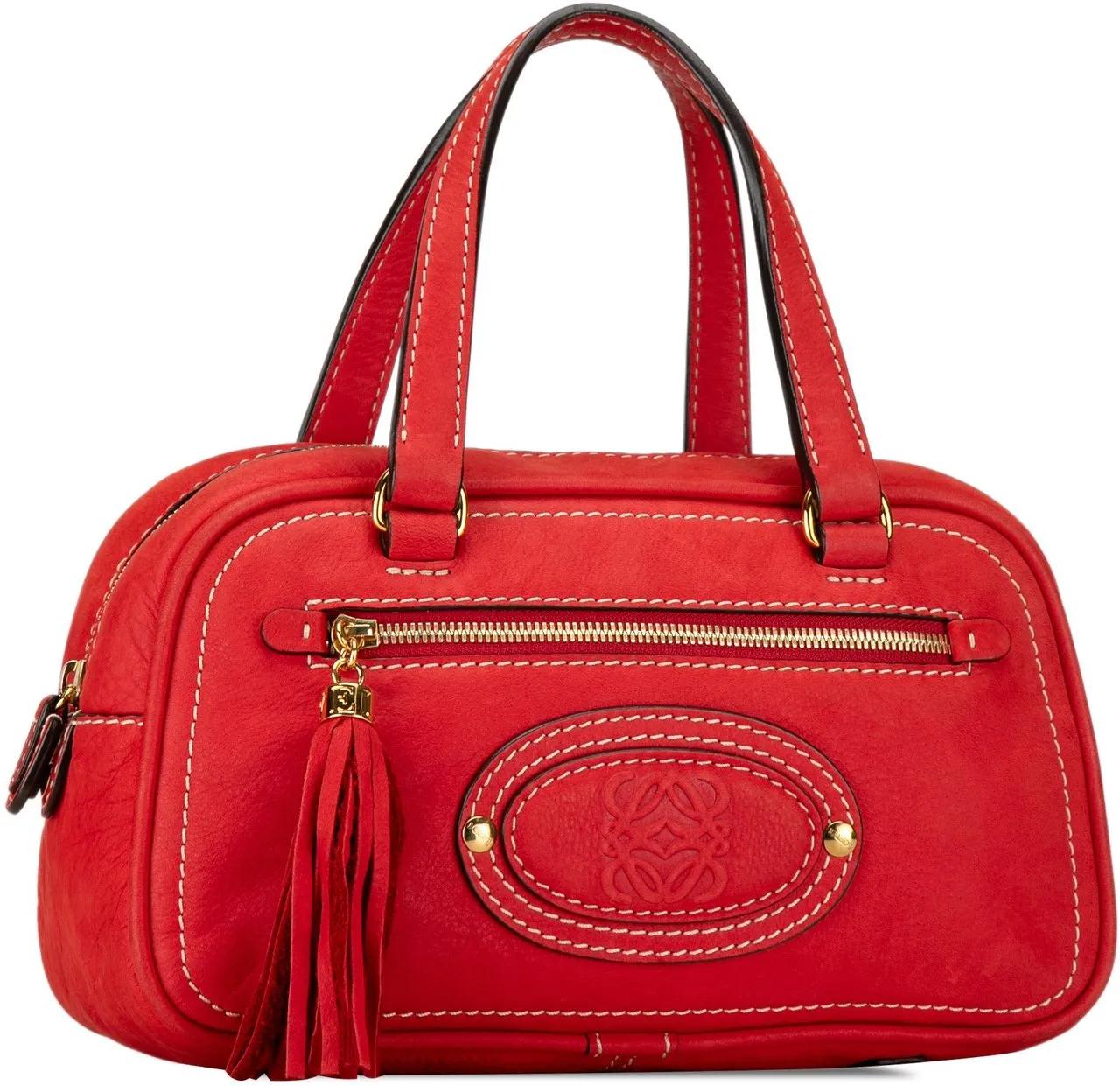 Loewe Totes & shoppers Leather Anagram Tassel Handbag in rood