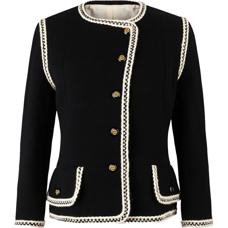 Chanel Übergangsjacke Chanel Bicolor Runaway Iconic Wool Tweed Jacket (D schwarz