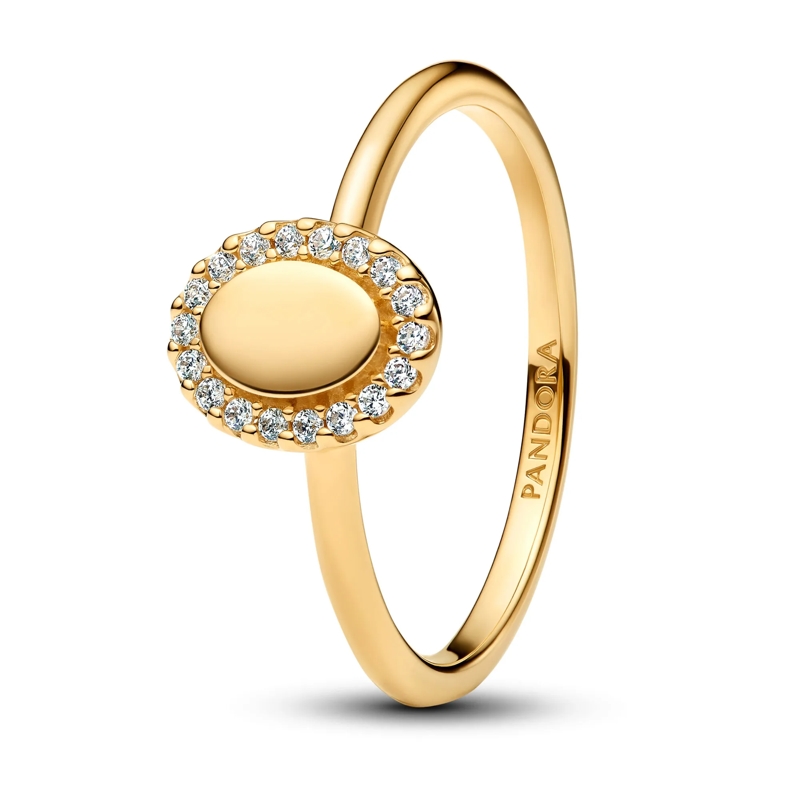 Pandora Bague Engravable Oval Halo Ring Sterling Silber