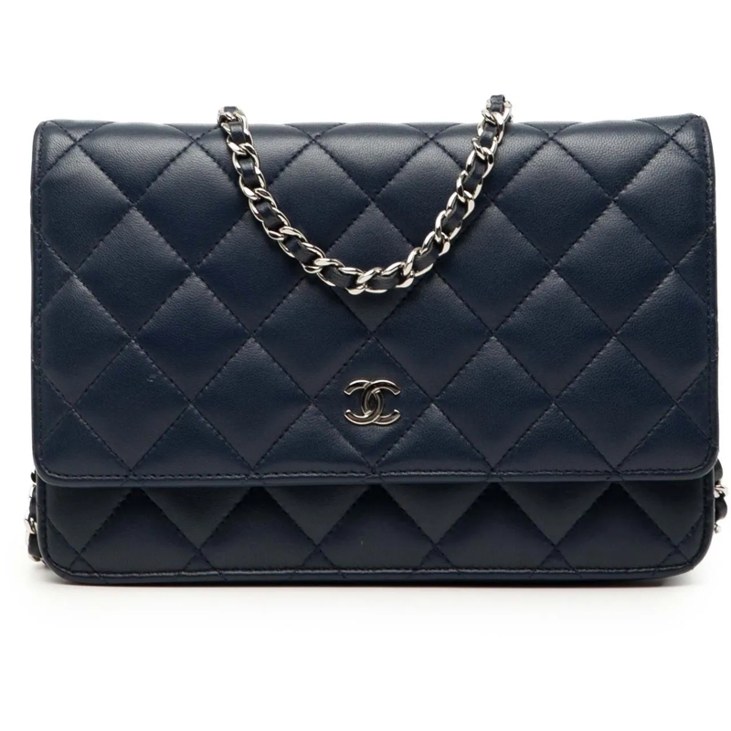 Chanel Schultertasche CC Quilted Lambskin Wallet On Chain blau