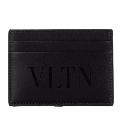 Valentino Garavani VLTN Credit Card Holder Calfskin Black On Black Card Case