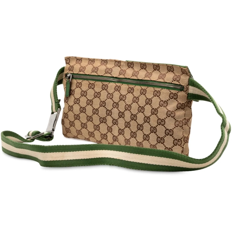 Gucci Gürteltasche GG Canvas Web Double Pocket Belt Bag braun