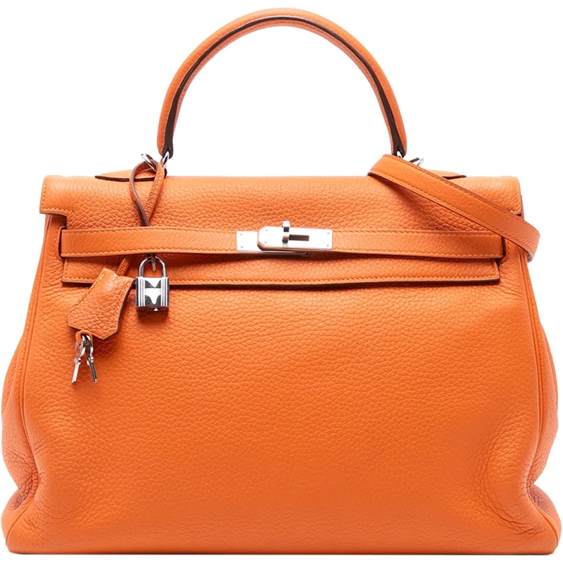 Hermès Schultertasche Togo Kelly II Retourne 35 orange