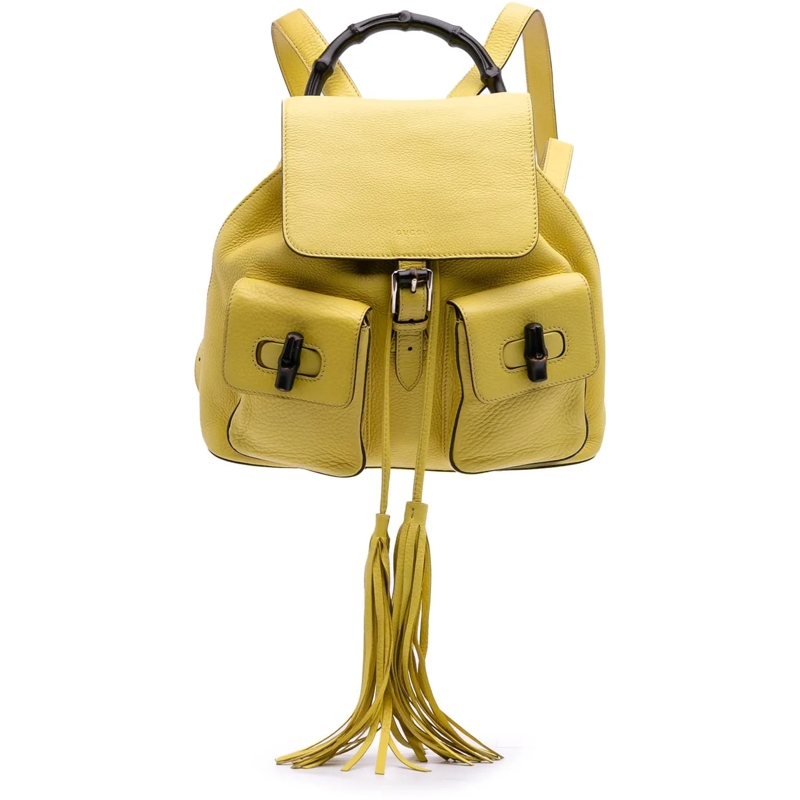 Gucci Rucksack Leather Bamboo Tassel Backpack gelb