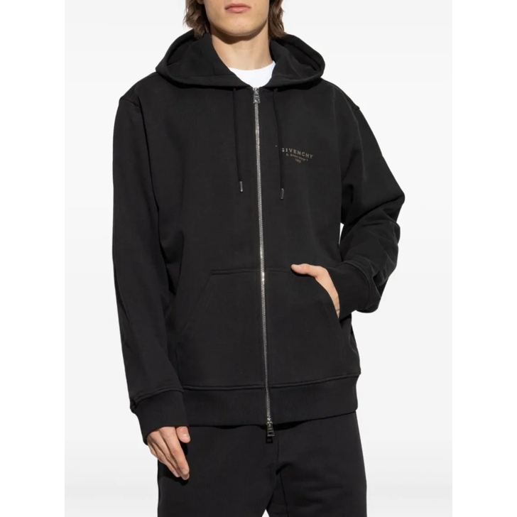 パーカー・フーディ Givenchy Relaxed-Fit Black Zip-Up Hoodie With Drawstring Givenchy Relaxed-Fit Black Zip-Up Hoodie With Drawstring Ho