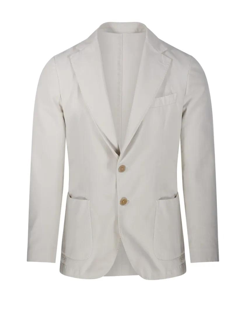 Thumbnail - SANTANIELLO - Tailored Jacket With Notched Lapel And Polished Fi - Größe 48 - weiß