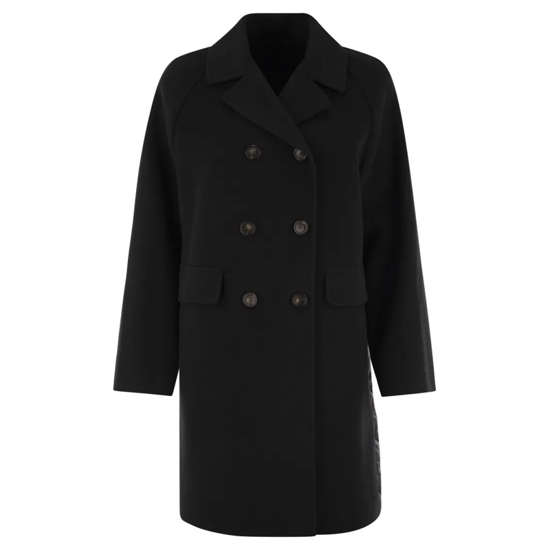 Max Mara Manteaux de tanche Zolfo - Double Wool Drape Coat Black