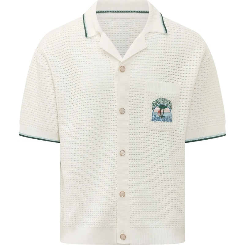 Casablanca Legeres Oberteil Camicia Crochet con Colletto Aperto weiß