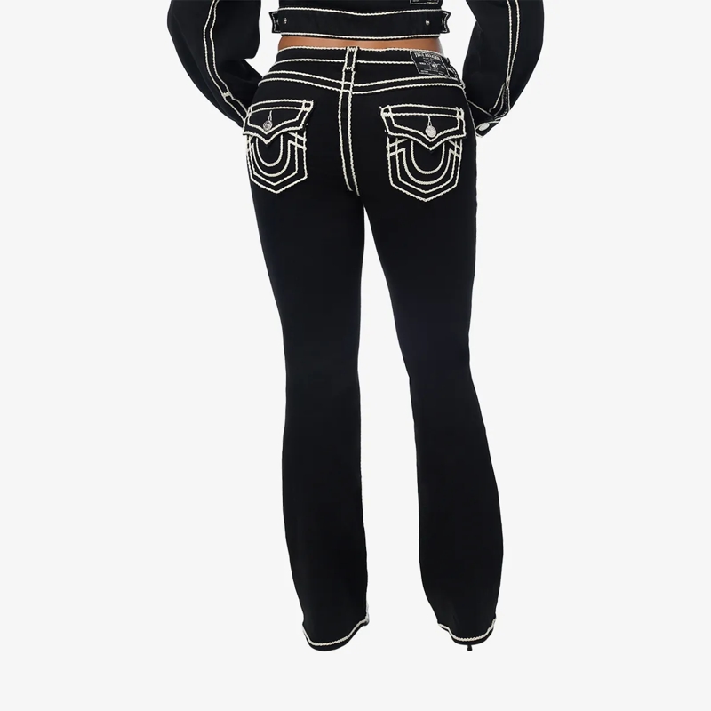 True Religion Bootcut-Jeans - Bootcut- Mid Rise- Ausgestelltes Bein- Super  schwarz(Image 4)