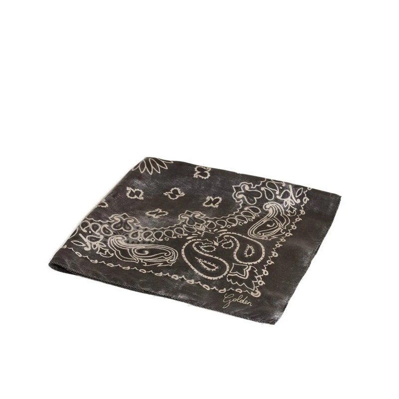 Golden Goose Écharpe légère Paisley Print Silk Foulard Brown