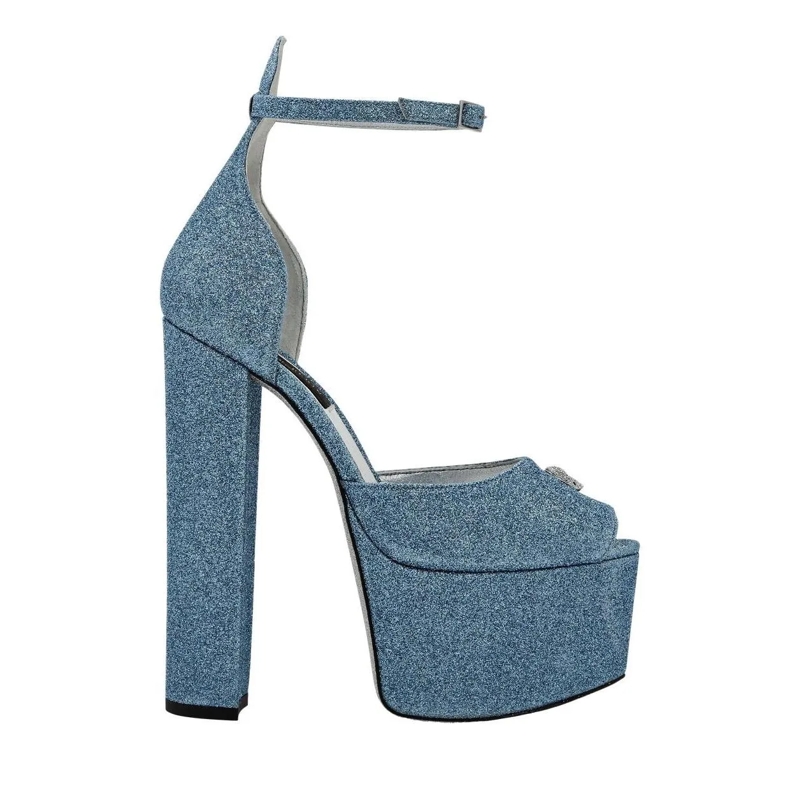 Philipp Plein Riemchensandalen Sandaletten hell-blau
