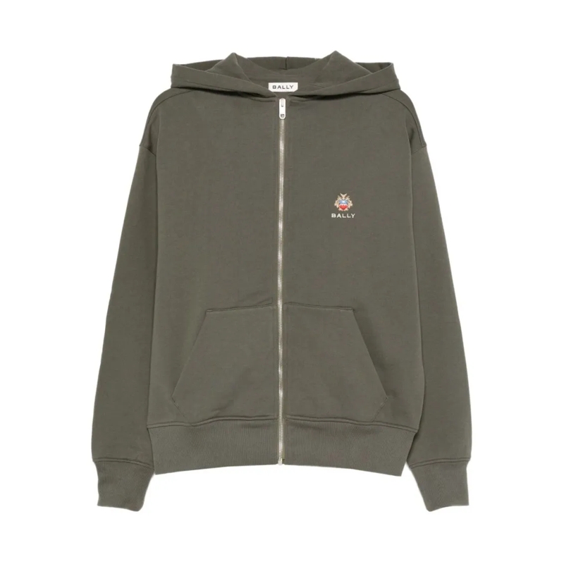 Bally  Dark Green Zip-Up Hoodie Grey