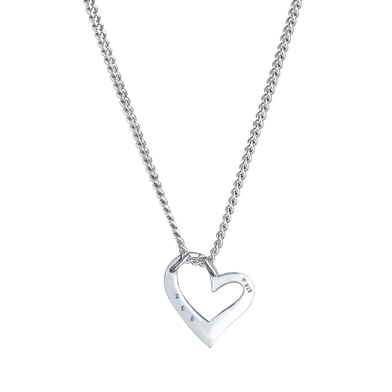 Elli Mittellange Halskette Halskette Herz Ewigkeit Diamant (0.045 ct.) 925 Si gold(Image 4)