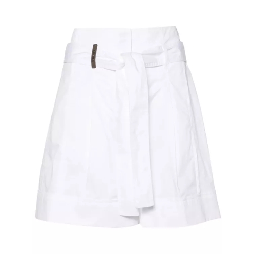 Peserico White Paperbag-Waist Pleated Shorts White 