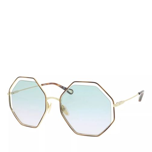 Chloé POPPY hexagonal metal sunglasses HAVANA-GOLD-GREEN Sonnenbrille