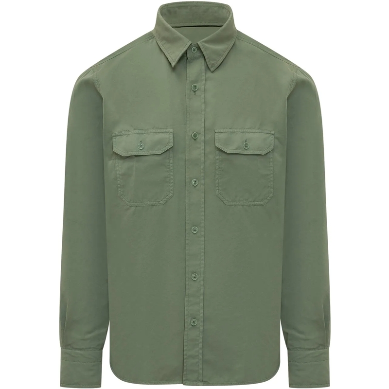 Tom Ford Legeres Oberteil Camicia Military con Tasche Applicate grün