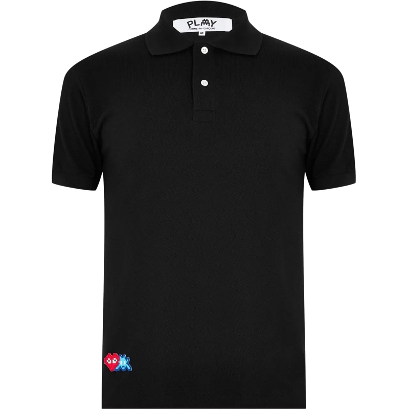 Comme des Garcons  Heart Invader Logo Polo Shirt schwarz