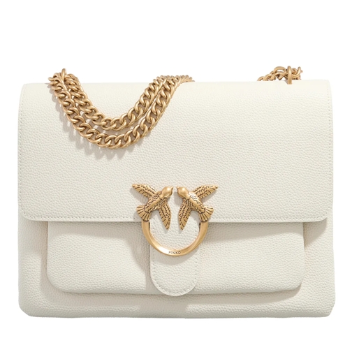 PINKO Crossbody Bag Love Soft Big Bianco Seta-Antique Gold