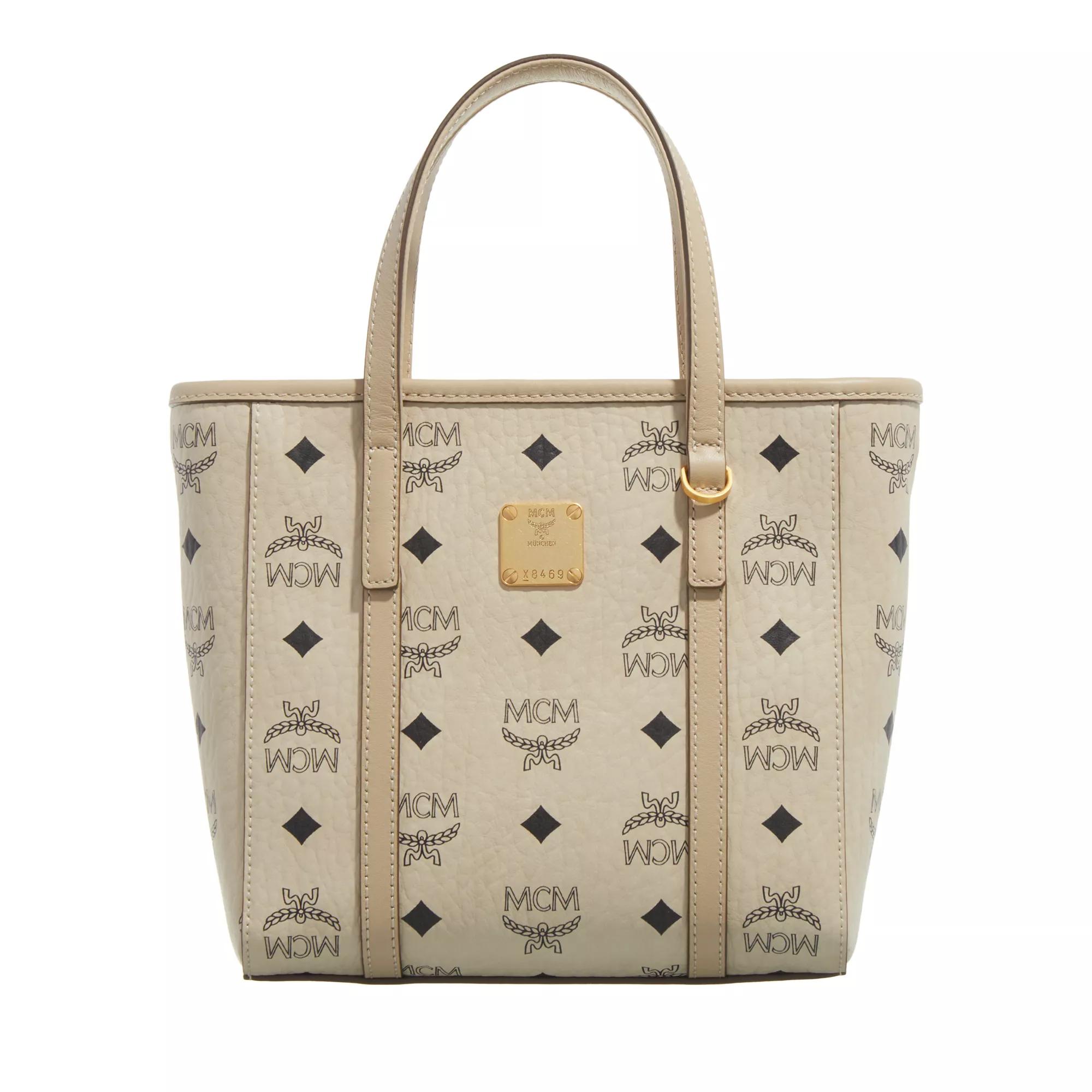 MCM Aren Visetos Shopper Mini Beige Tote