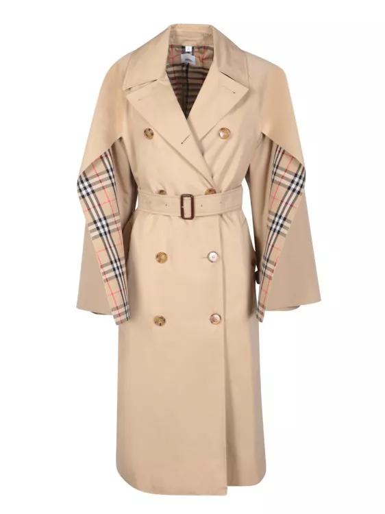 Burberry Cotness Trench Coat With Iconic Vintage Check Patt Neutrals