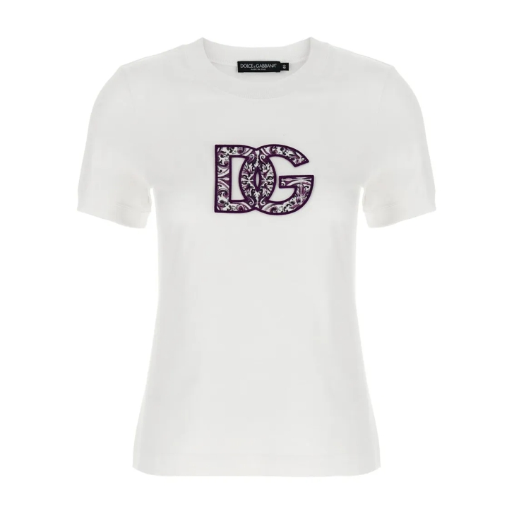 Tシャツ・カットソー Dolce & Gabbana 'Maiolica' logo patch t-shirt Dolce&Gabbana Maiolica' Logo Patch T-Shirt White | T-shirts