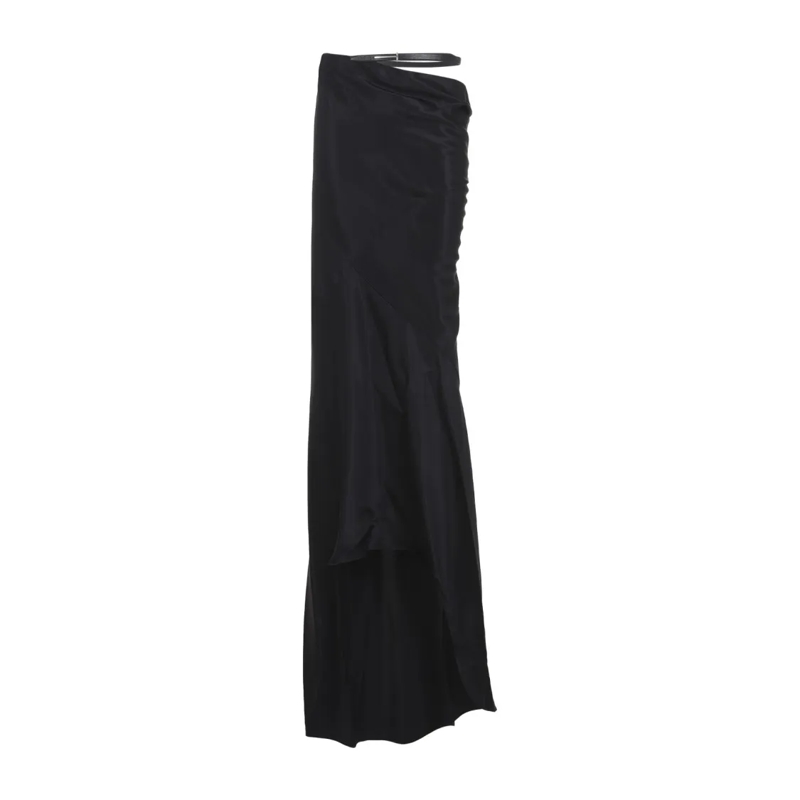 Tom Ford Minirok Flowing Silk Maxi Skirt With Ruched Design Black