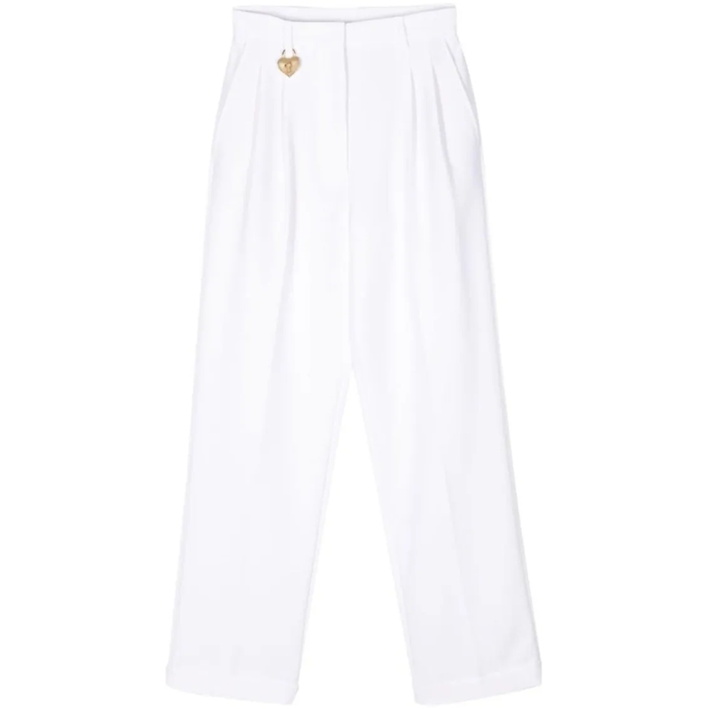 Moschino  High-Waist White Crepe Trousers White