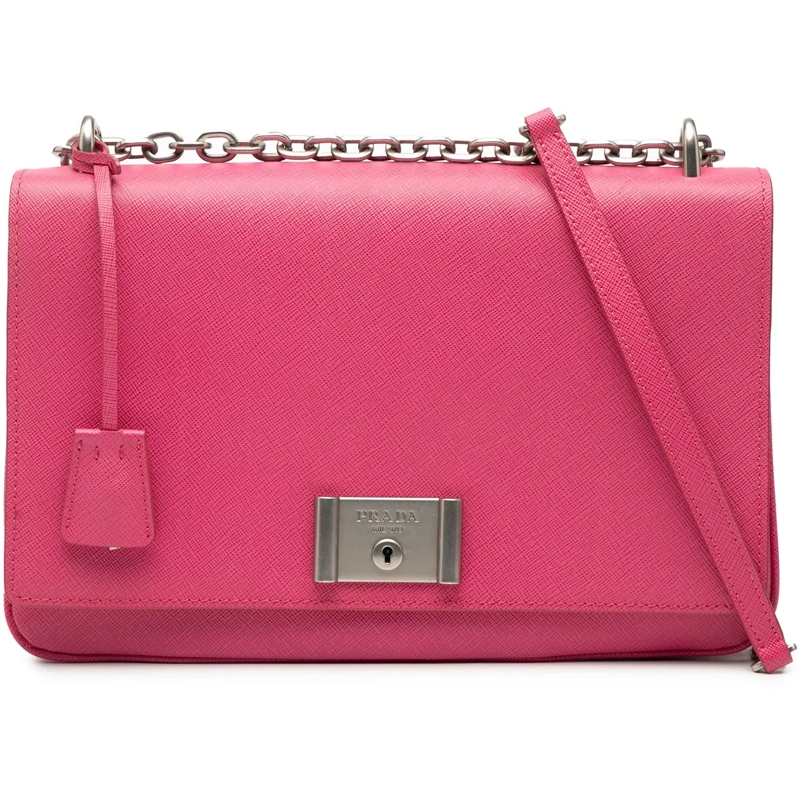 Prada Schultertasche Saffiano Lux Lock Chain Flap rose