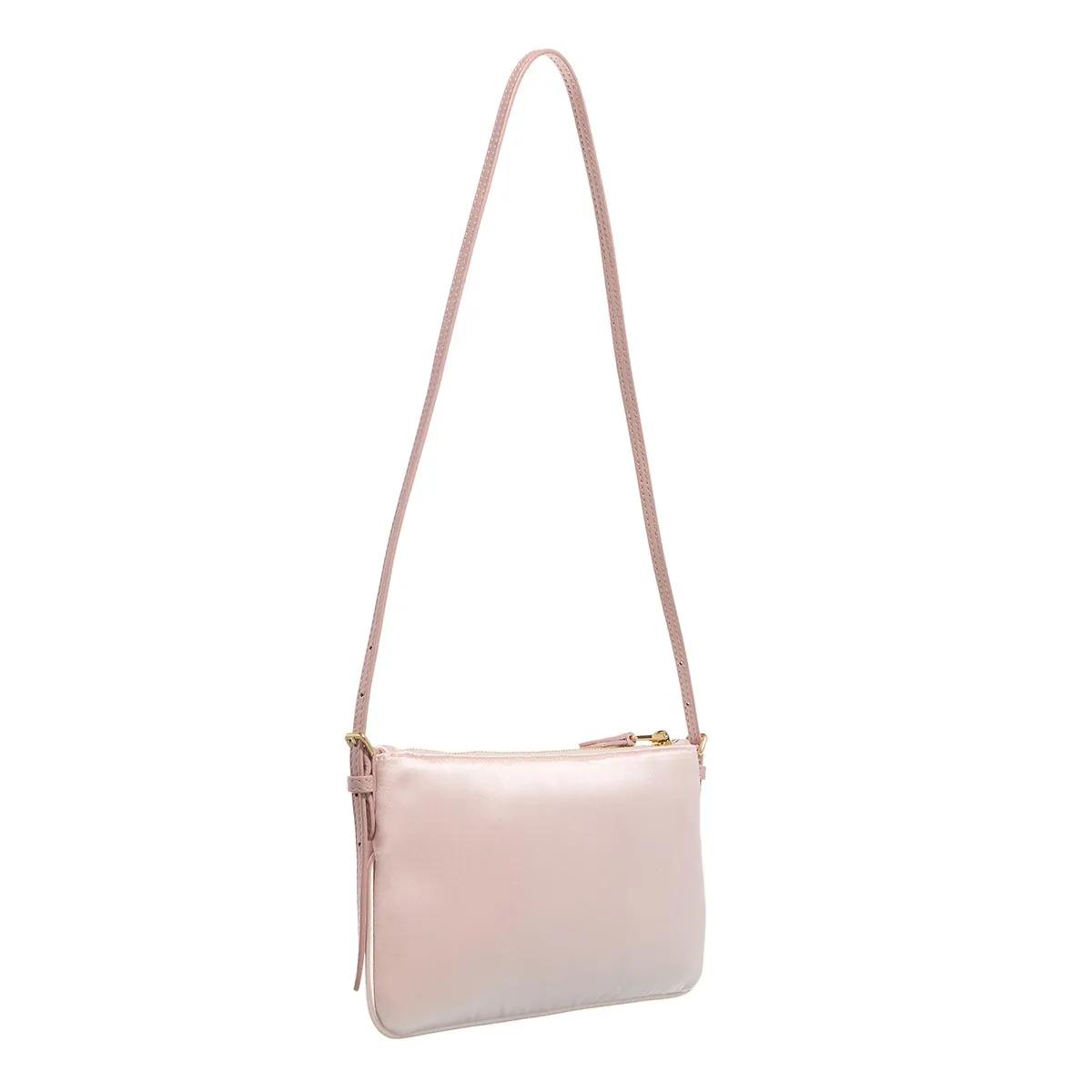 Miu Pochettes Satin Shoulder Bag in poeder roze