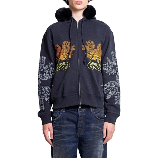 Acne Studios  PRINTED HOODED ZIP SWEATER BLACK mehrfarbig