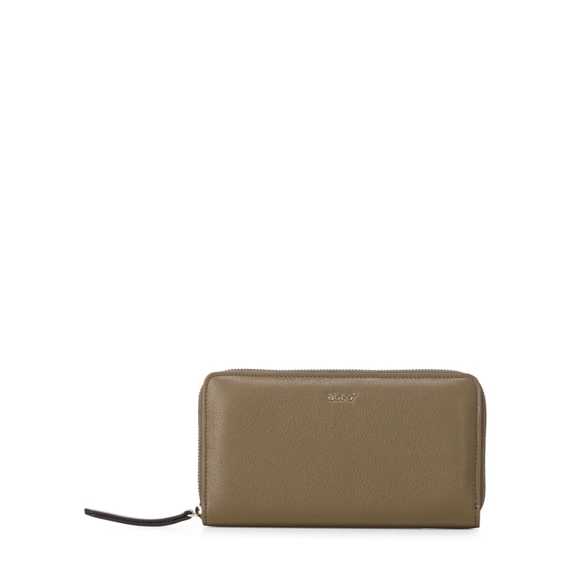 Abro Portemonnaie mit Zip-Around-Reißverschluss Großes Portmonnaie aus Leder Braun