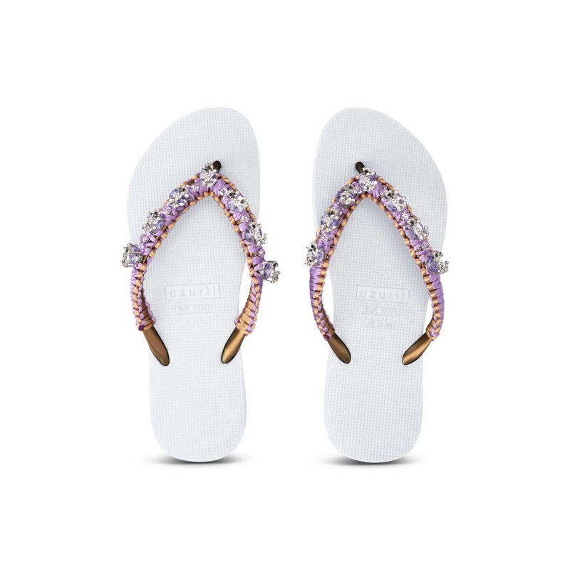 UZURII Flip Flops Zehentrenner Macrame Poodle Doodle weiss