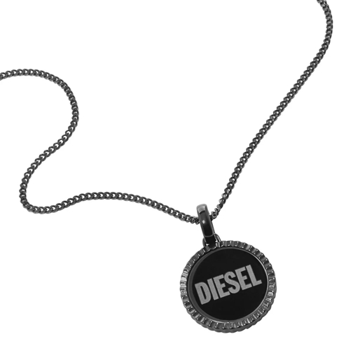 Diesel Stainless Steel Pendant Necklace Gunmetal Mittellange Halskette