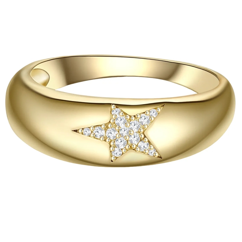 Glanzstücke München Ring Sterling Silber Ring Zirkonia Stern gold