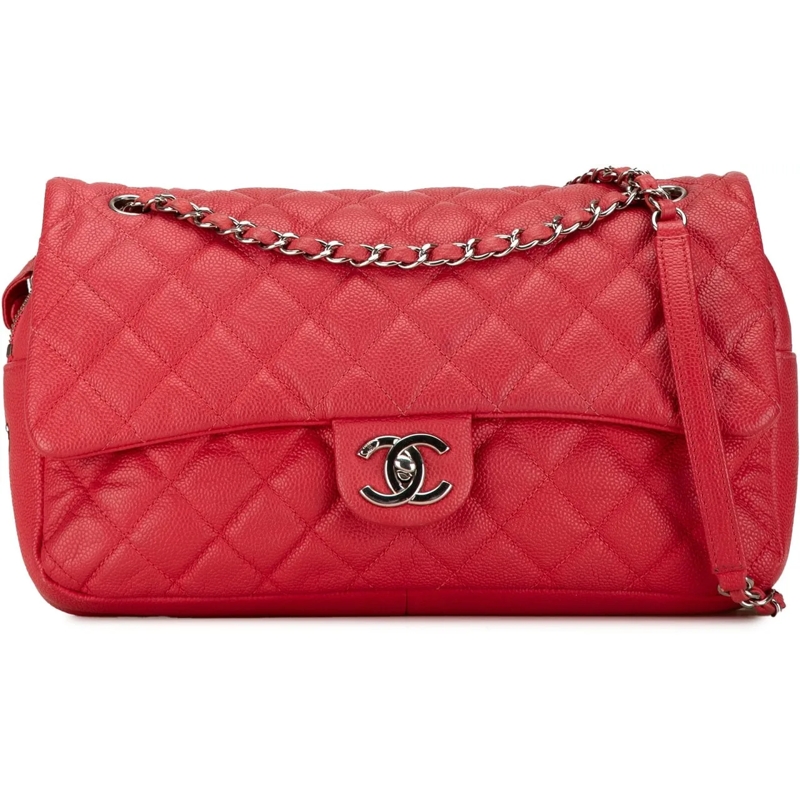 Chanel Sac à bandoulière Jumbo Caviar Easy Flap Bag rot