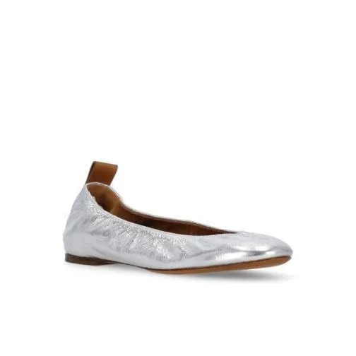 Lanvin Leather Ballet Shoes Silver Ballerina