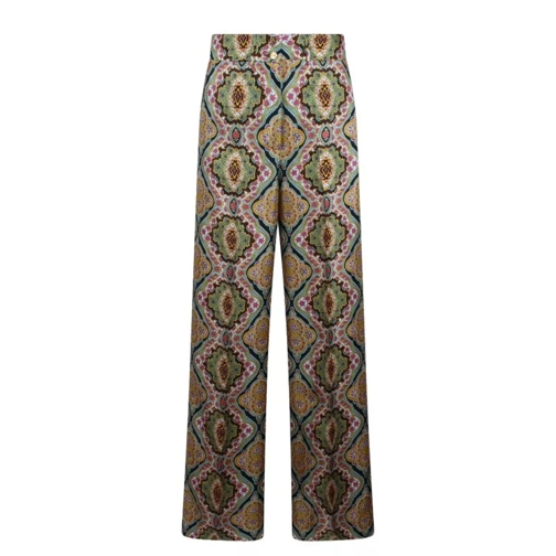 Etro Silk Jacquard Trousers Multicolor 