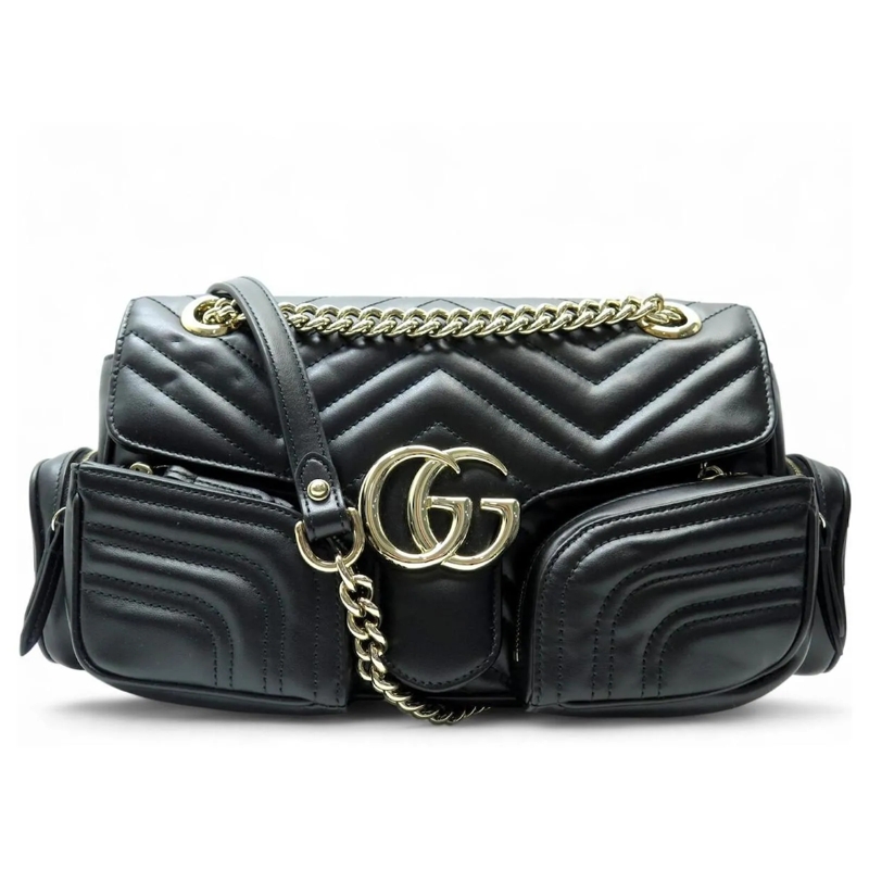 Gucci Crossbody Bag NEUE GUCCI MARMONT TASCHEN MIT MEHRFACHEN FÃ„CHERN schwarz