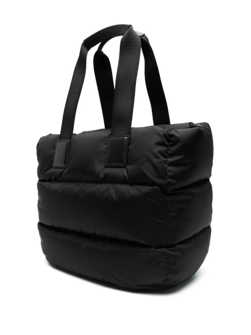 Moncler Shoppers & Totes Puffy Black Tote Bag With Top Zip And Dual Handles in zwart