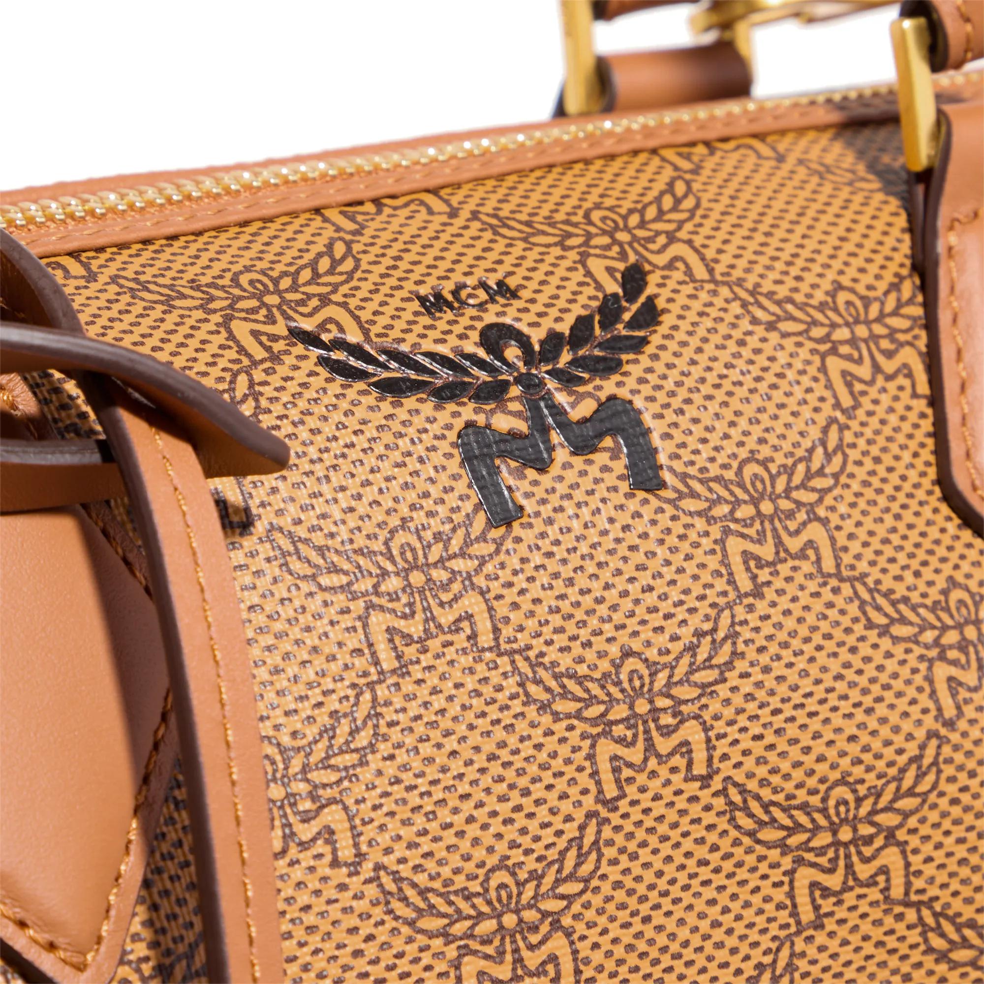 MCM Satchels Ella Lts Boston Med in cognac